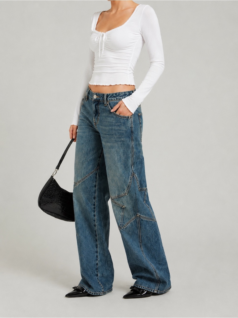PacSun Casey Low Rise Baggy Wide Leg Panel Jeans Women's Size 28 Blue